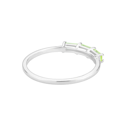 Heidi 14K White Gold Peridot Gemstone Stackable 3-Stone Baguette Ring, Sizes 6 to 8