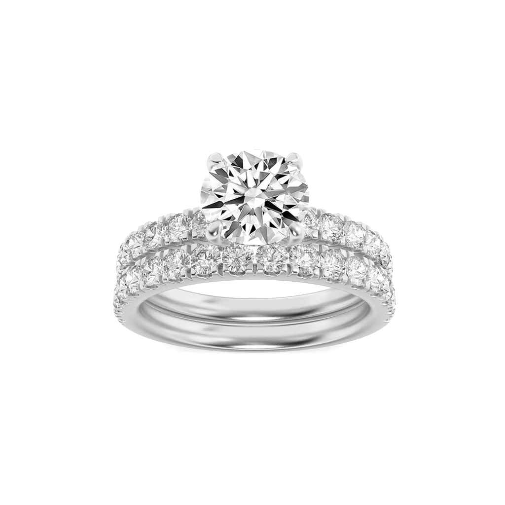 14K White Gold 2.0 CTTW Lab Grown Diamond Round Cut Ring, Sizes 5 to 10