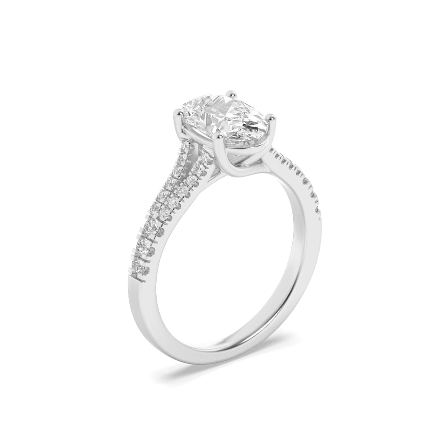 14K White Gold 2.0 CTTW Lab Grown Diamond Oval Cut Ring, Sizes 5 to 10