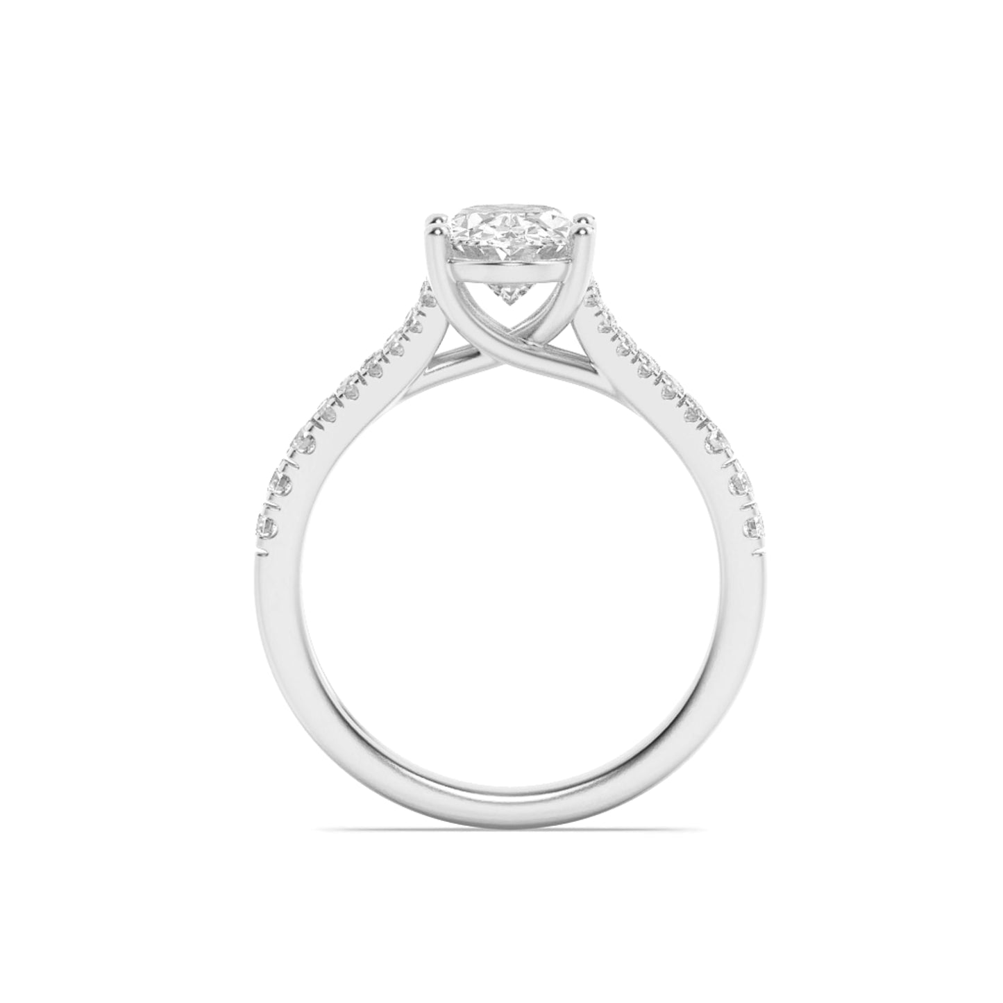 14K White Gold 2.0 CTTW Lab Grown Diamond Oval Cut Ring, Sizes 5 to 10