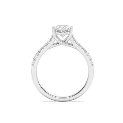 14K White Gold 2.0 CTTW Lab Grown Diamond Oval Cut Ring, Sizes 5 to 10
