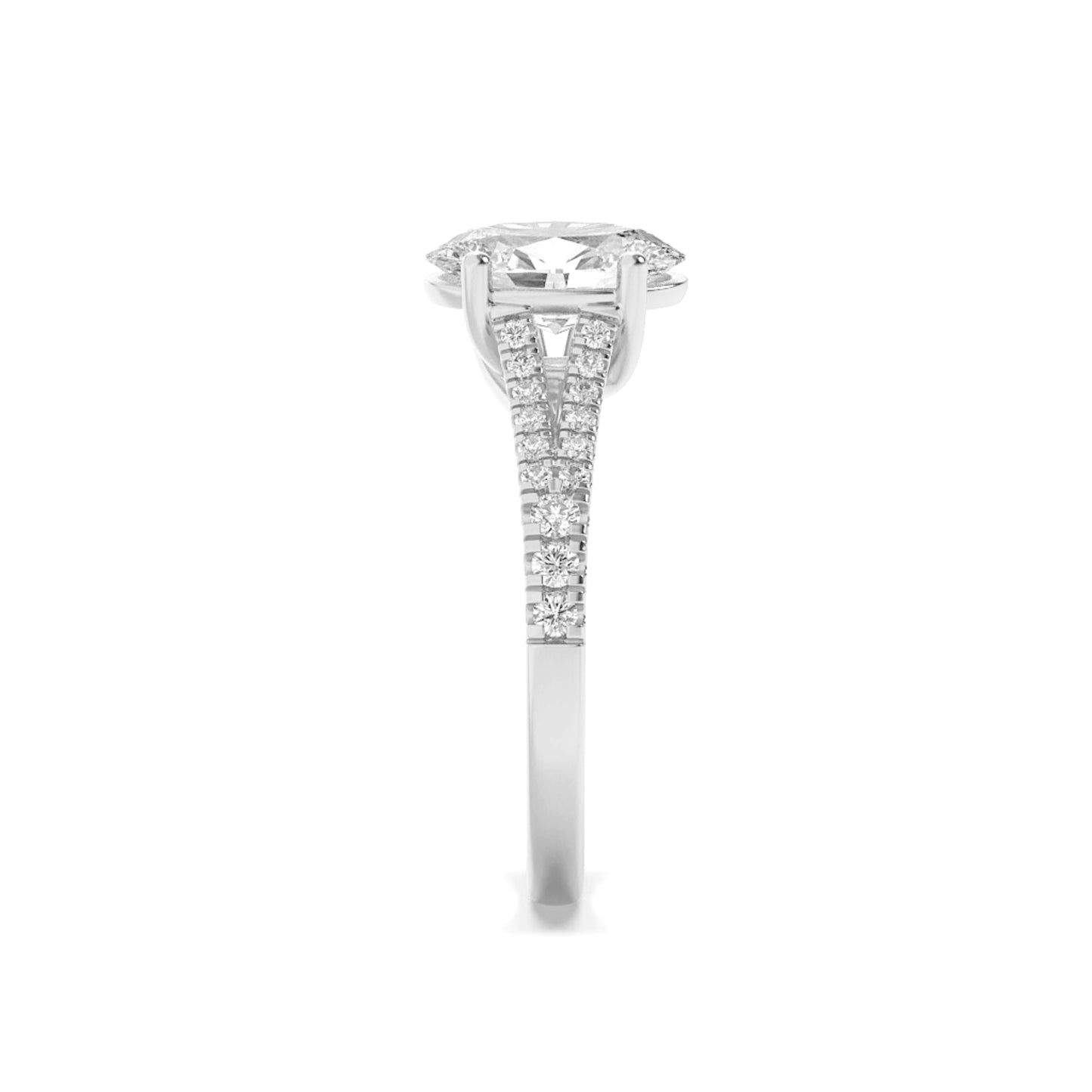 14K White Gold 2.0 CTTW Lab Grown Diamond Oval Cut Ring, Sizes 5 to 10