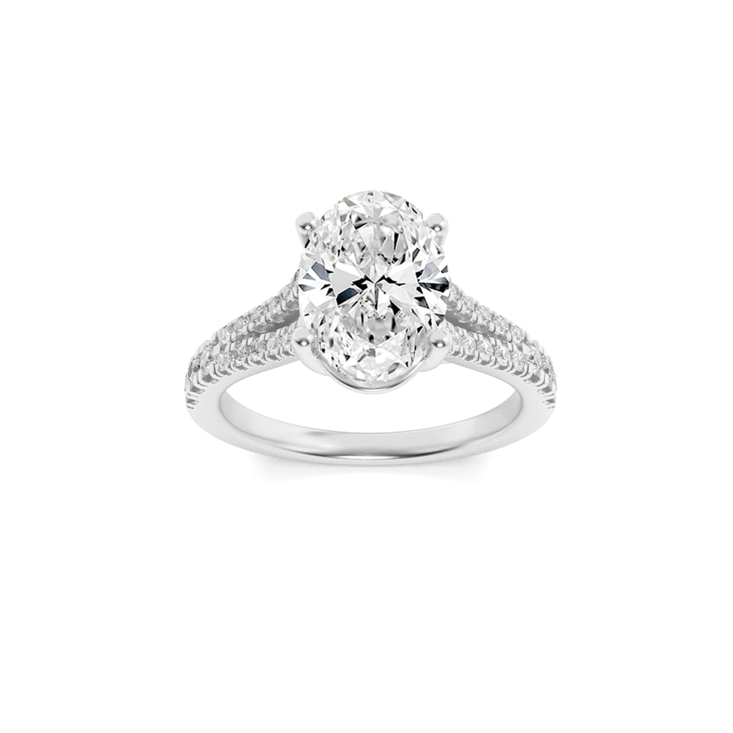 14K White Gold 2.0 CTTW Lab Grown Diamond Oval Cut Ring, Sizes 5 to 10