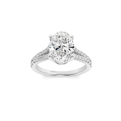 14K White Gold 2.0 CTTW Lab Grown Diamond Oval Cut Ring, Sizes 5 to 10