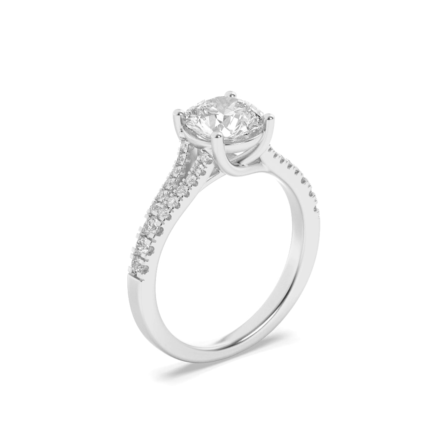 14K White Gold 2.0 CTTW Lab Grown Diamond Round Cut Ring, Sizes 5 to 10