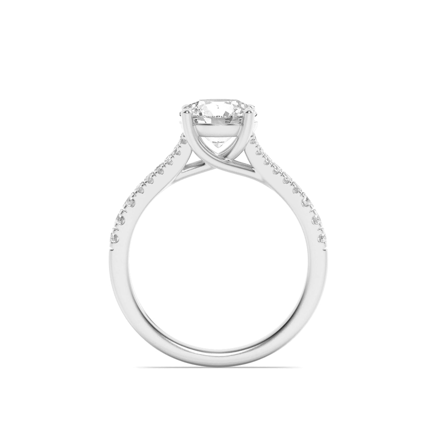 14K White Gold 2.0 CTTW Lab Grown Diamond Round Cut Ring, Sizes 5 to 10