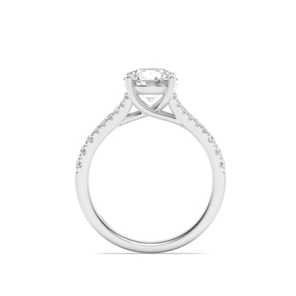 14K White Gold 2.0 CTTW Lab Grown Diamond Round Cut Ring, Sizes 5 to 10