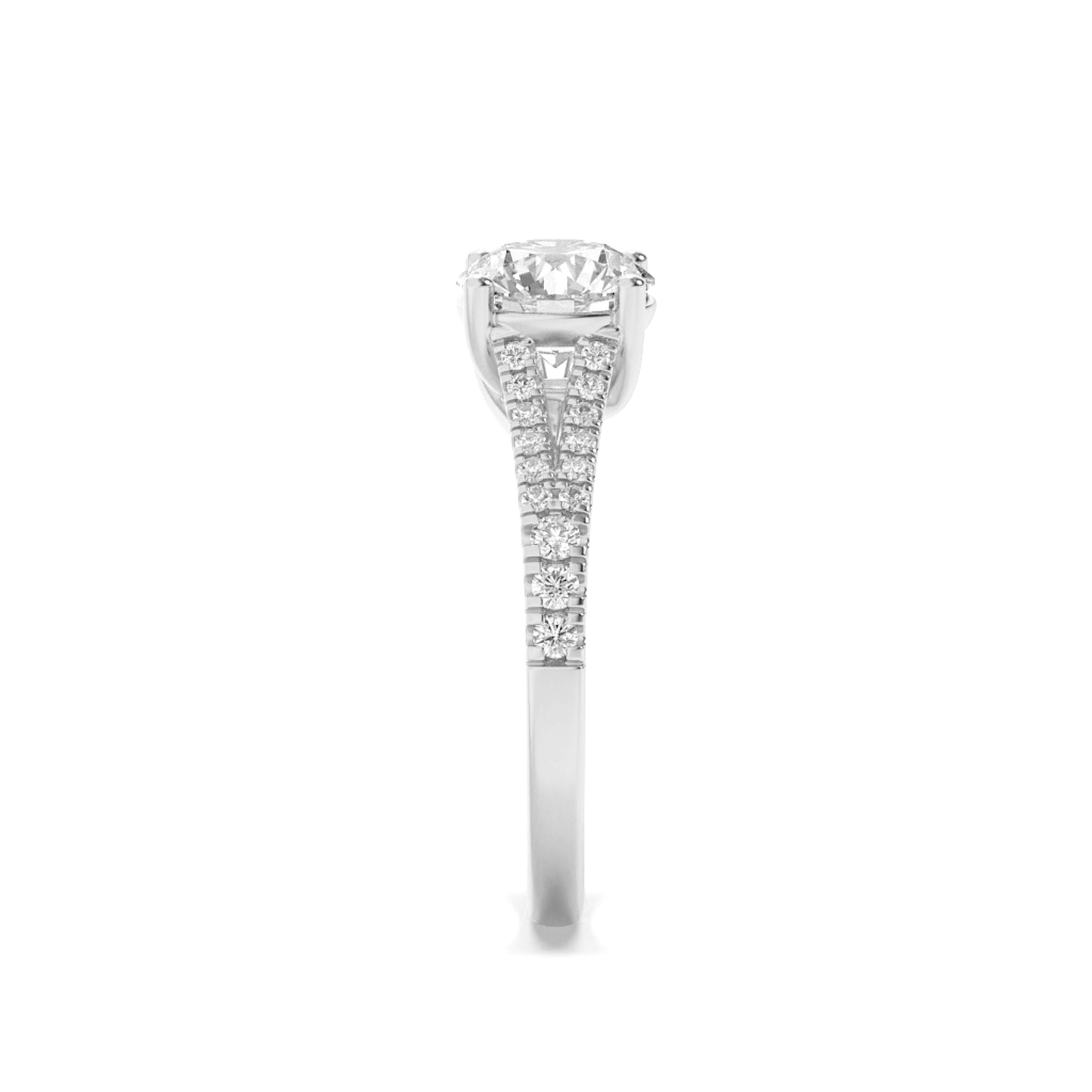 14K White Gold 2.0 CTTW Lab Grown Diamond Round Cut Ring, Sizes 5 to 10
