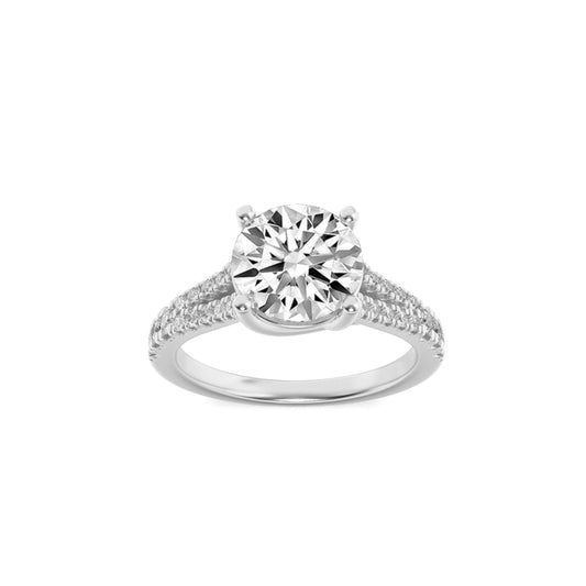 14K White Gold 2.0 CTTW Lab Grown Diamond Round Cut Ring, Sizes 5 to 10