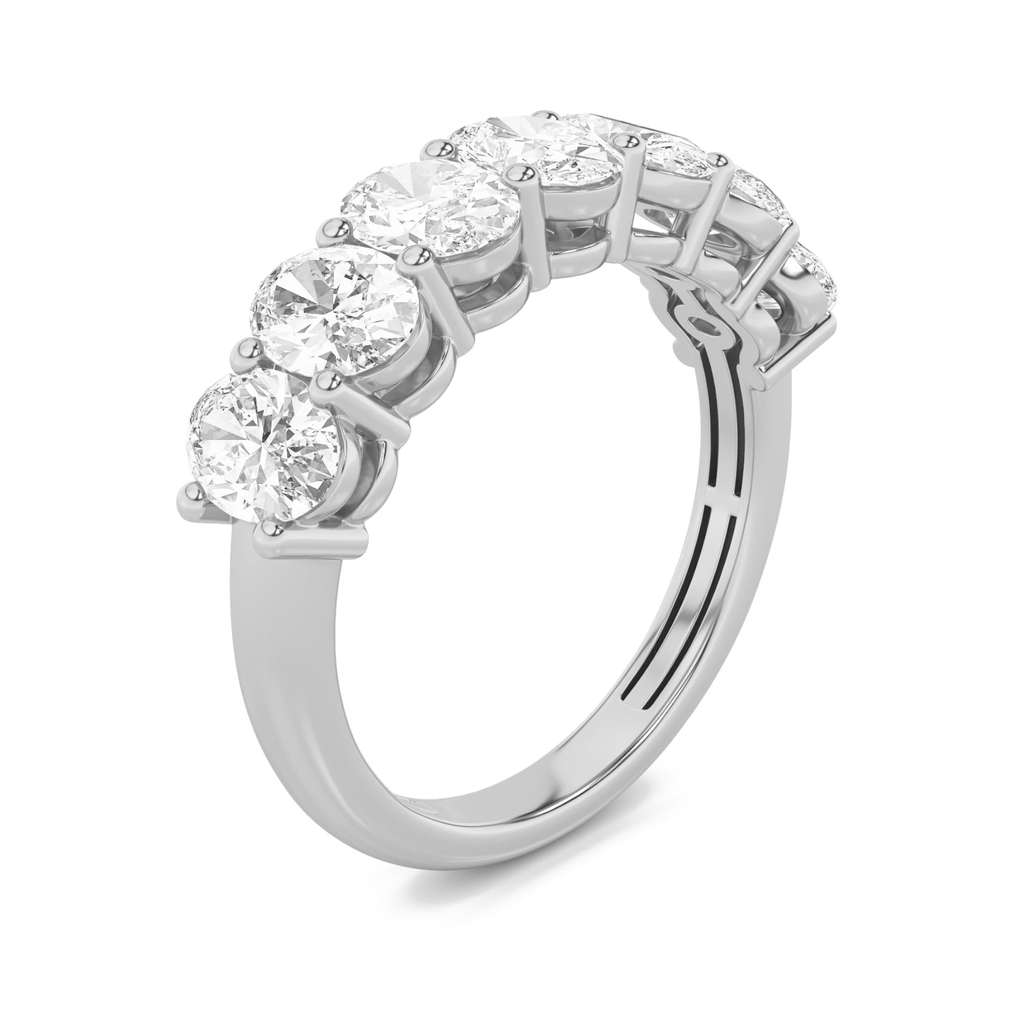 14K White Gold 2.0 CTTW Lab Grown Diamond Oval Cut Band Ring, Sizes 6 to 10