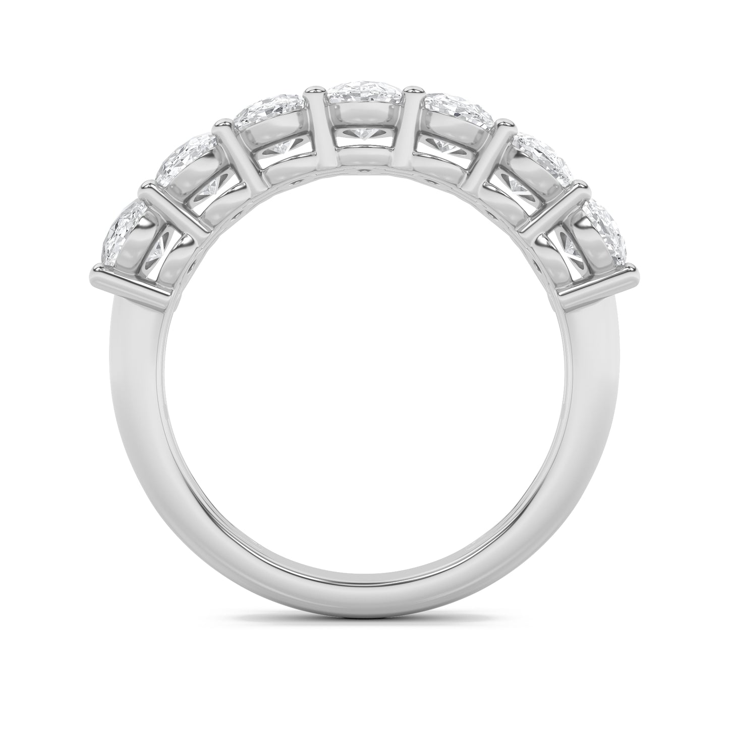 14K White Gold 2.0 CTTW Lab Grown Diamond Oval Cut Band Ring, Sizes 6 to 10