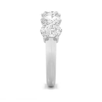 14K White Gold 2.0 CTTW Lab Grown Diamond Oval Cut Band Ring, Sizes 6 to 10