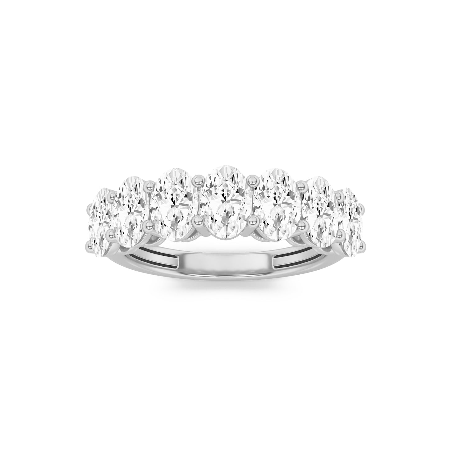 14K White Gold 2.0 CTTW Lab Grown Diamond Oval Cut Band Ring, Sizes 6 to 10