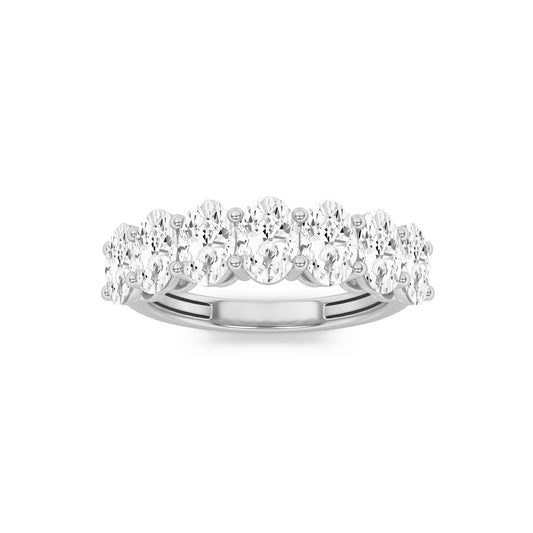 14K White Gold 2.0 CTTW Lab Grown Diamond Oval Cut Band Ring, Sizes 6 to 10
