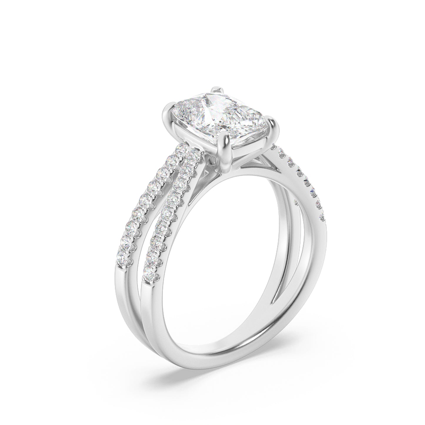 14K White Gold 2.3 CTTW Lab Grown Diamond Emerald Cut Ring, Sizes 5 to 10