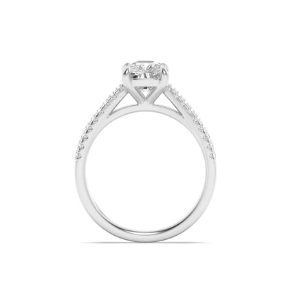 14K White Gold 2.3 CTTW Lab Grown Diamond Emerald Cut Ring, Sizes 5 to 10
