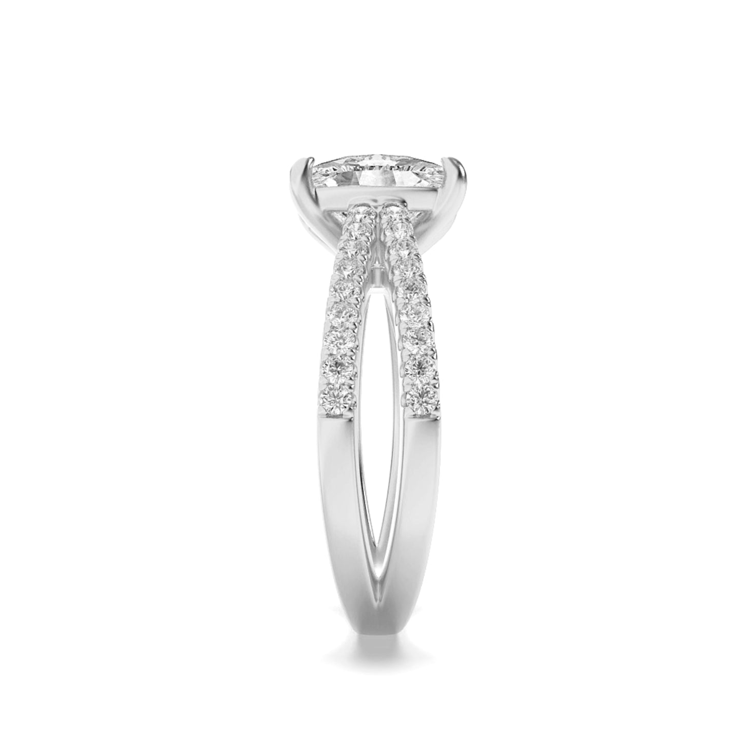 14K White Gold 2.3 CTTW Lab Grown Diamond Emerald Cut Ring, Sizes 5 to 10