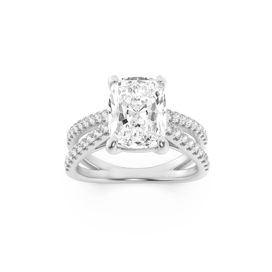 14K White Gold 2.3 CTTW Lab Grown Diamond Emerald Cut Ring, Sizes 5 to 10