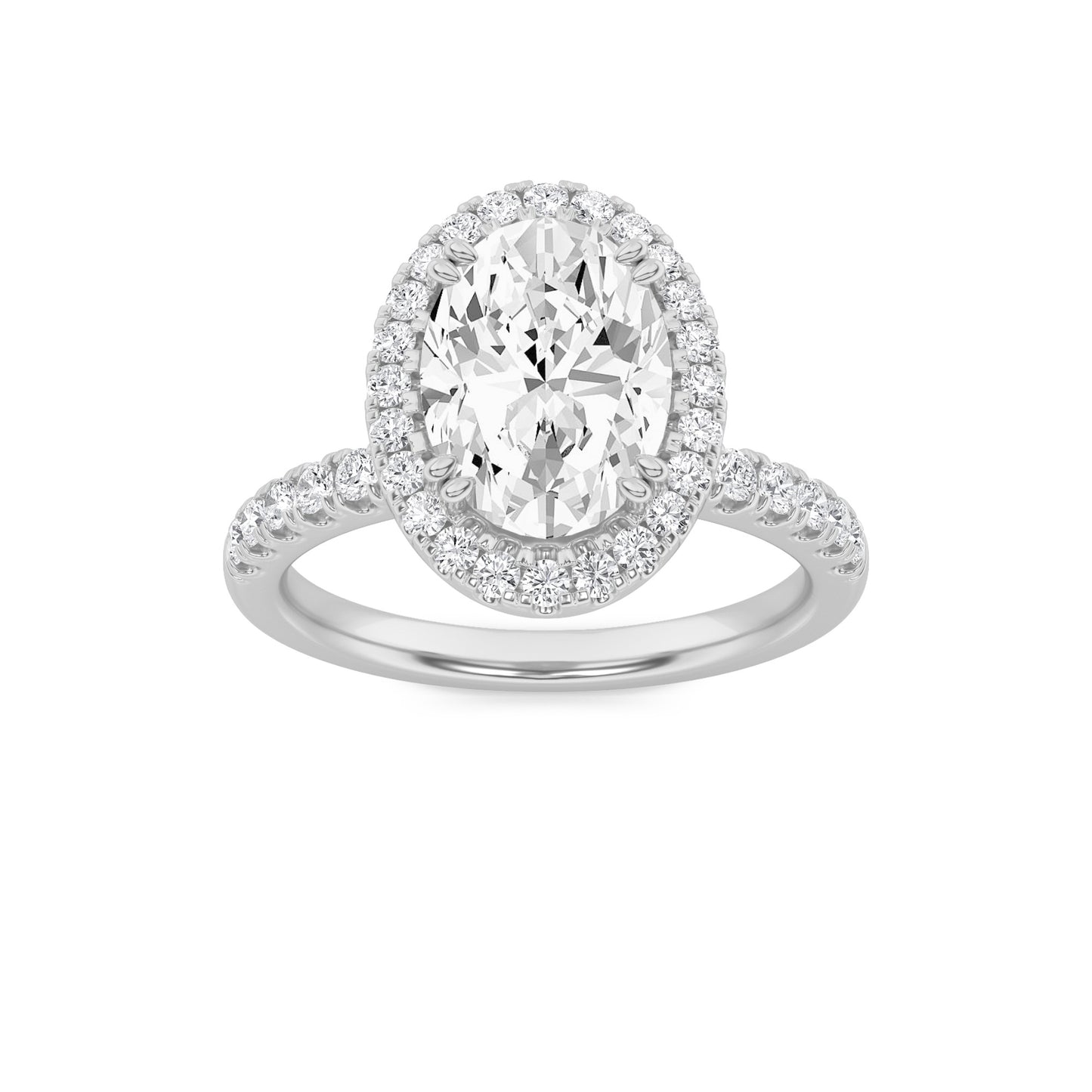 14K White Gold 3.0 CTTW Lab Grown Diamond Oval Cut Ring, Sizes 5 to 10