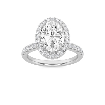 14K White Gold 3.0 CTTW Lab Grown Diamond Oval Cut Ring, Sizes 5 to 10