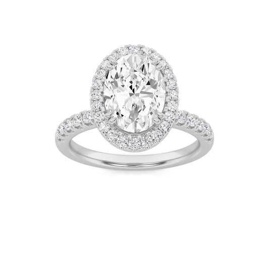 14K White Gold 3.0 CTTW Lab Grown Diamond Oval Cut Ring, Sizes 5 to 10