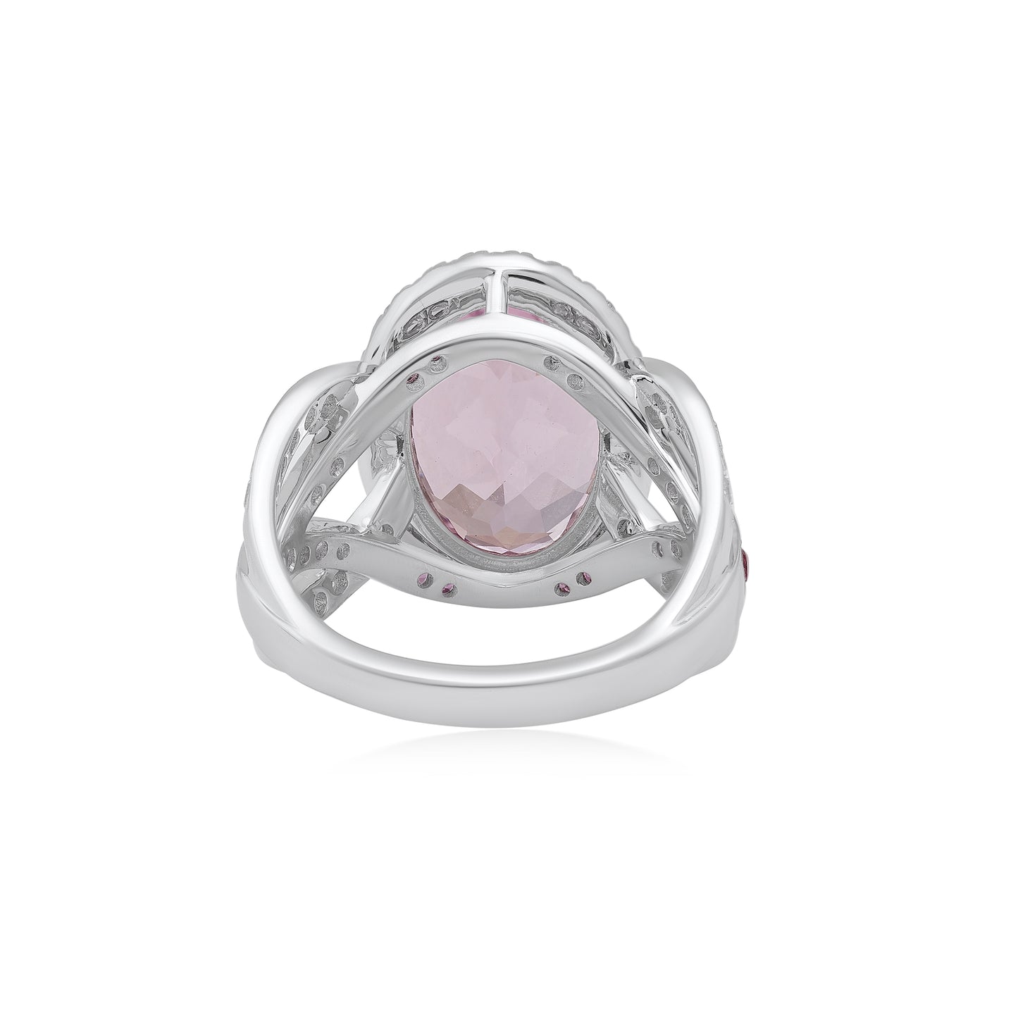 Sterling Silver 7.8 CTTW Lab Grown Diamond With Lab Grown Kunzite Gemstone Ring