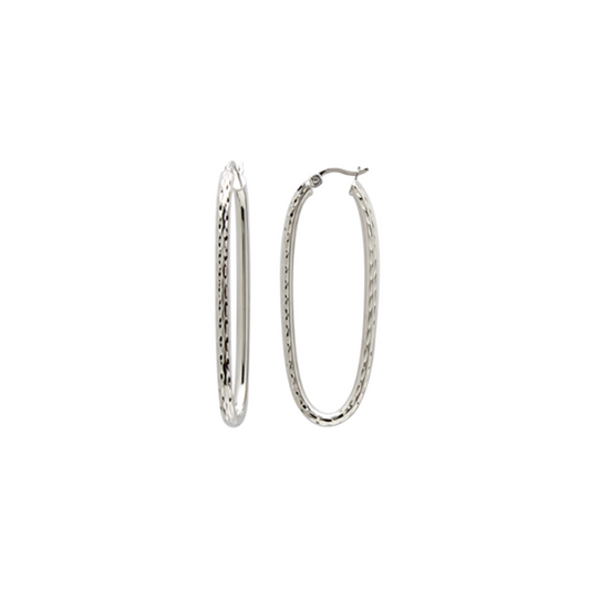 Judy Crowell Jewelry Sterling Silver Diamond Cut Rectangle Hoop Earrings