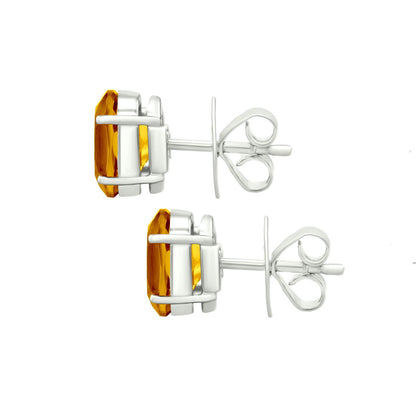 Gemistry Citrine Gemstone Stud Earrings for Women in Sterling Silver