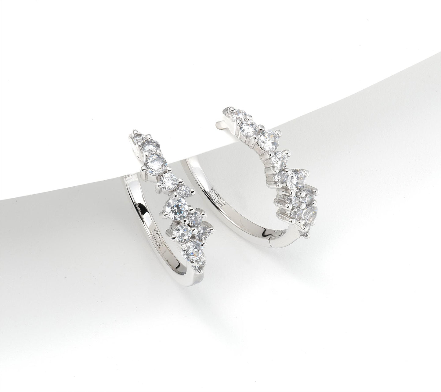 Kathy Levine Sterling Silver Cubic Zirconia Scattered Petite Hoop Earrings