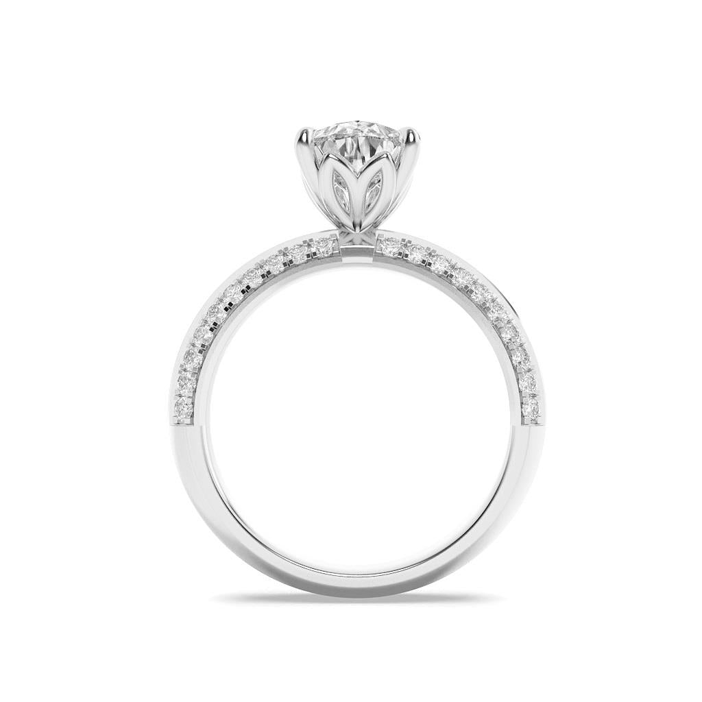 14K White Gold Lab Grown Diamond 2.0 CTTW Pear Cut Center Stone Ring