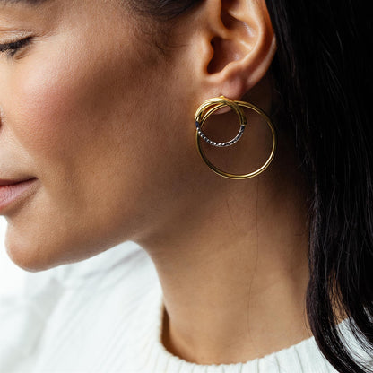 Judy Crowell Jewelry Gold Over Sterling Silver Double Circle Hoop Earrings