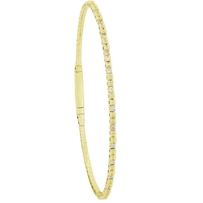 14K Gold 0.24 Carat Round Diamond Bangle Bracelet