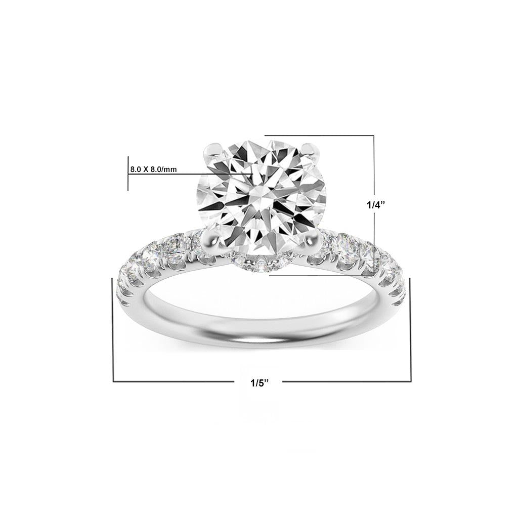 14K White Gold Lab Grown Diamond 2.50 CTTW Round Cut Center Stone Ring