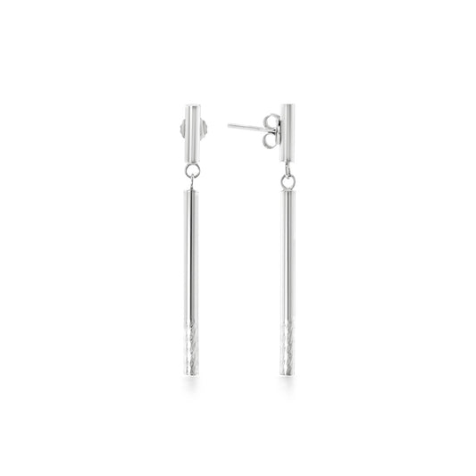 Judy Crowell Jewelry Sterling Silver Textured Bar Drop Earrings