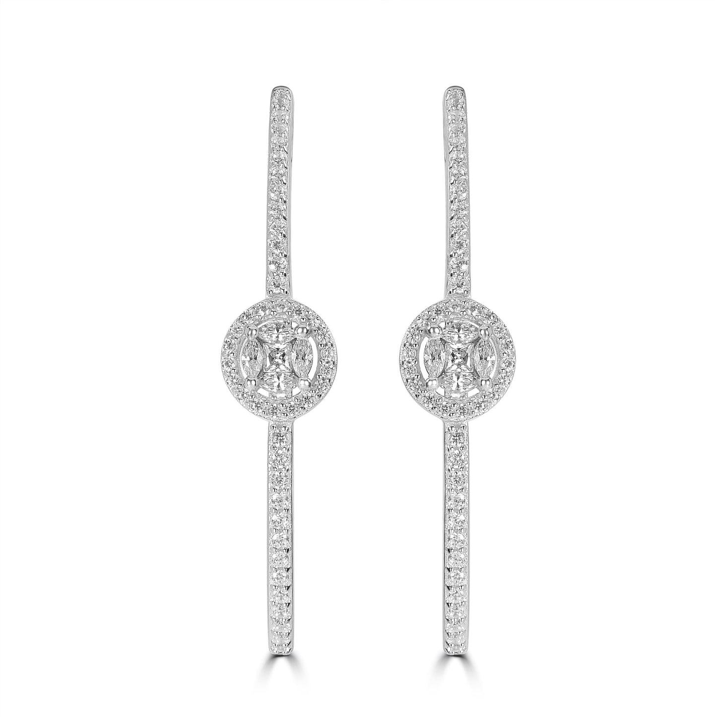 Gemistry Judy Crowell Jewelry Sterling Silver Cubic Zirconia Halo Cubic Zirconia Hoop Earrings