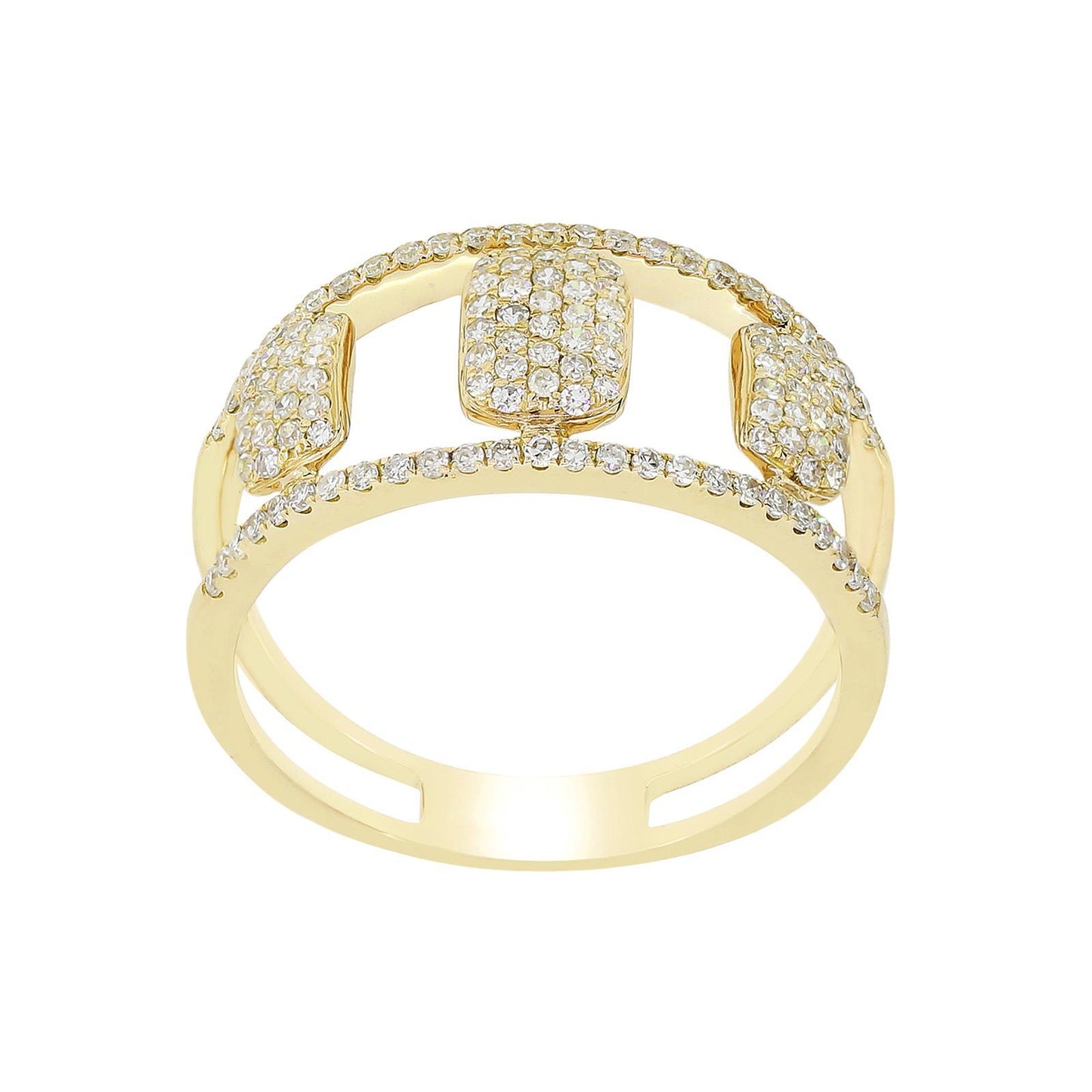 14K Gold Round Diamond Split Shank Rectangular Cluster Ring, .48 Carats, Sizes 6 to 8