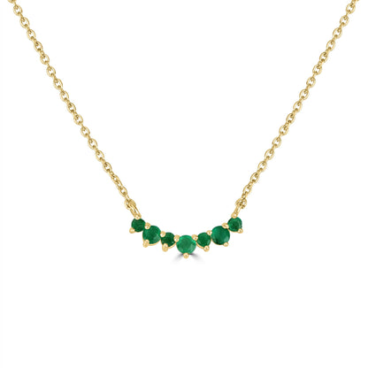 Grace 14K Gold Over Sterling Silver Round Emerald Gemstone Curved Bar Necklace, 18 Inches