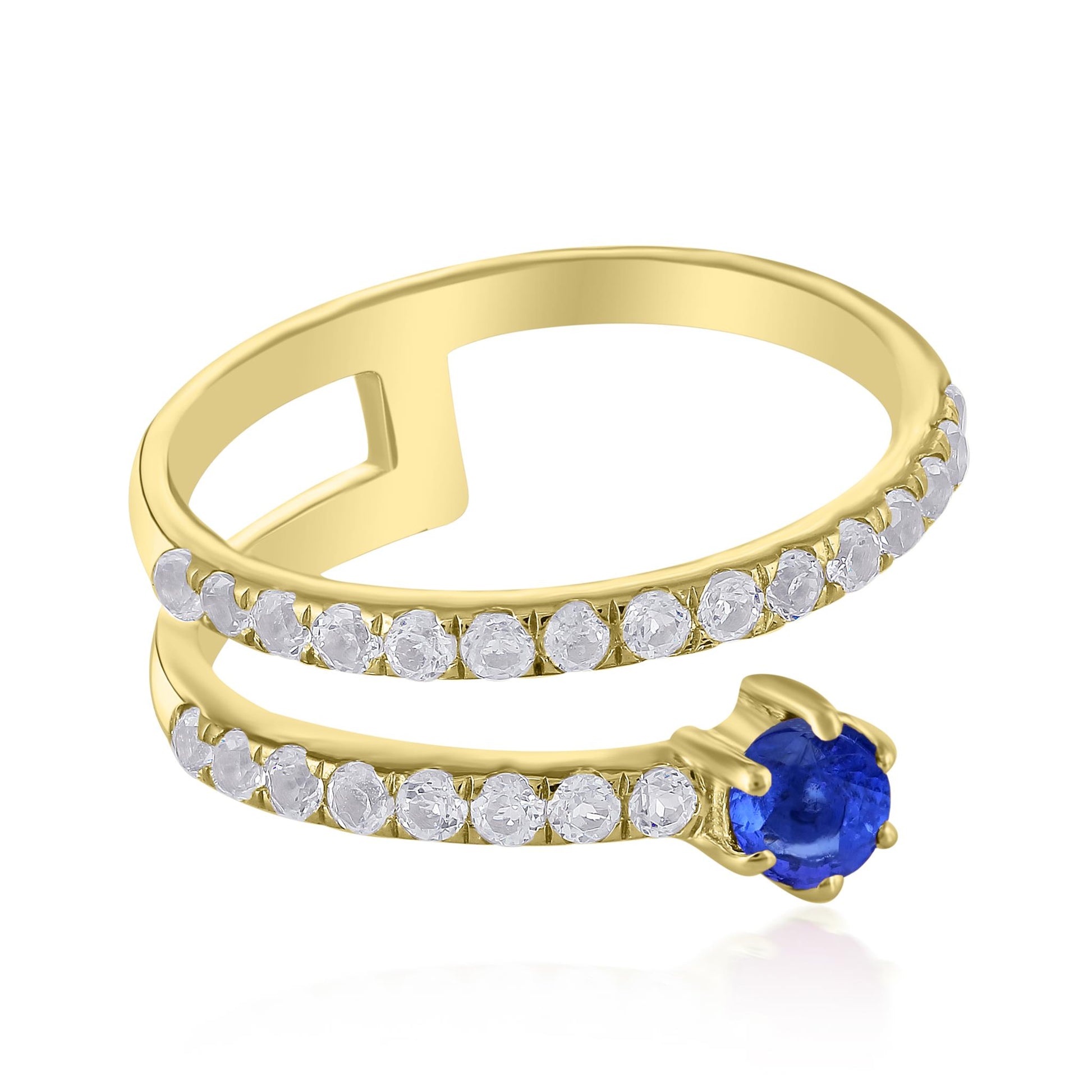 Haley 14k Gold Tanzanite Gemstone Bypass Stackable Ring