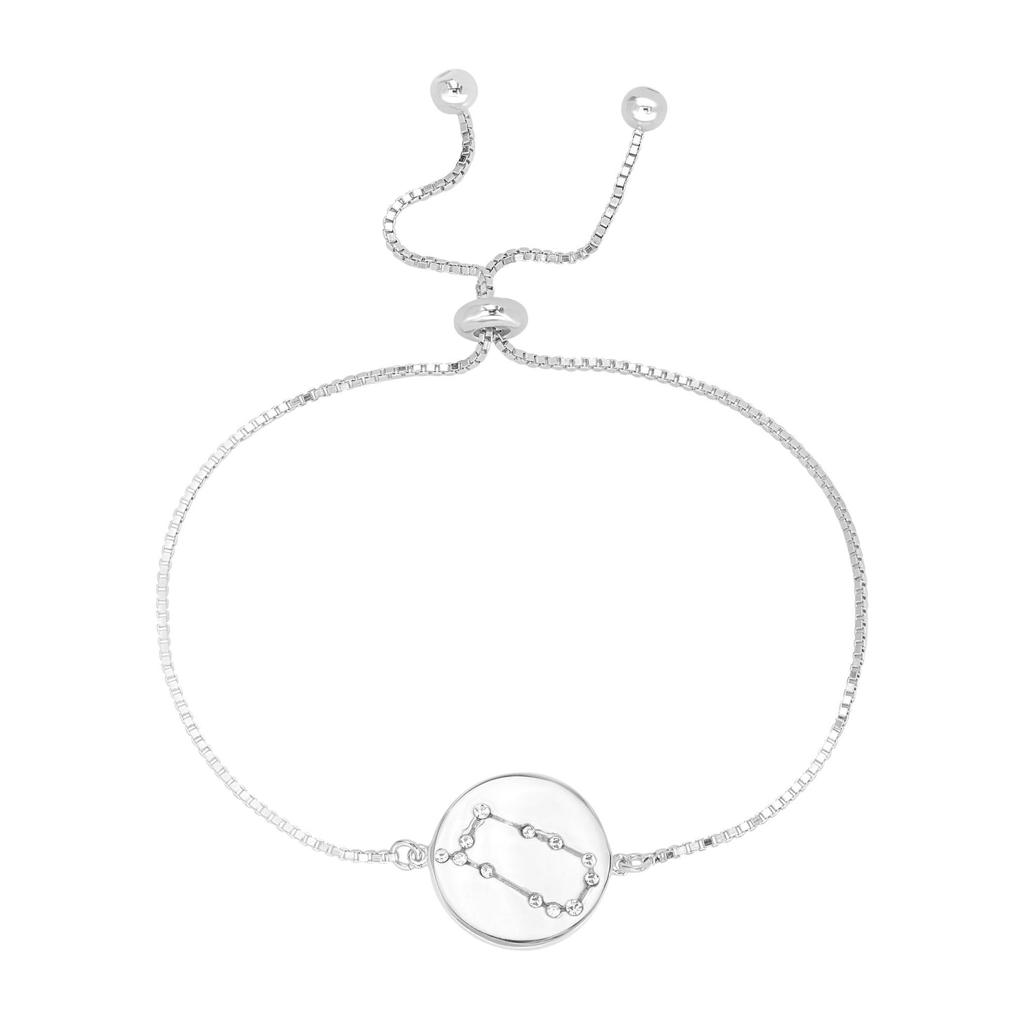 Sterling Silver Gemini Zodiac Crystal Bracelet with Adjustable Chain, 5 to 9 Inches