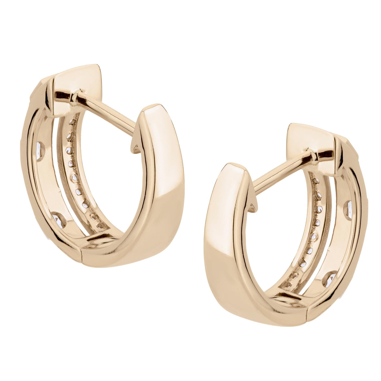 14K Gold .37 Carat White Topaz Huggie Hoop Earrings