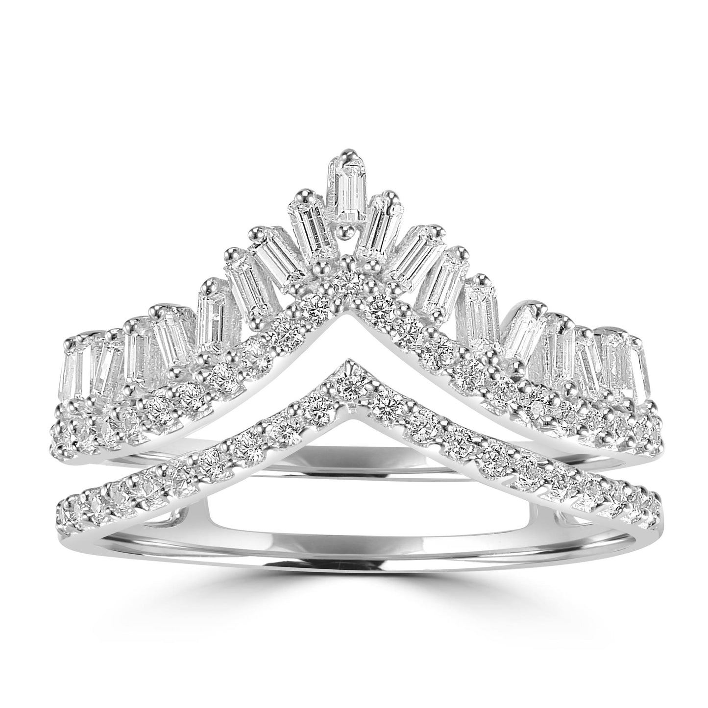 Judy Crowell Jewelry Sterling Silver Cubic Zirconia Crown Ring, Sizes 6 to 9