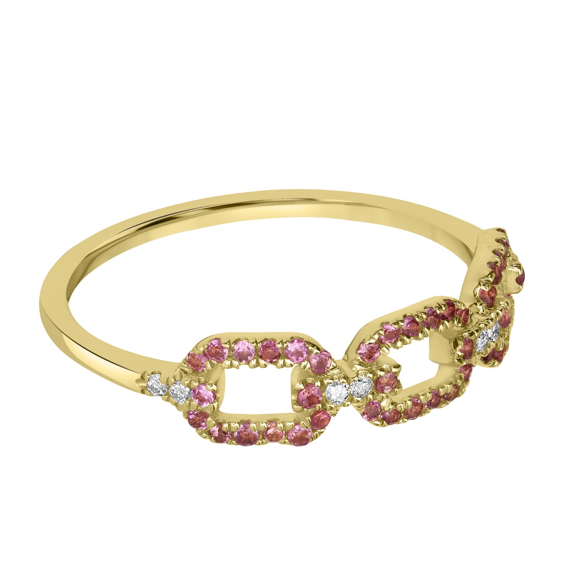 Alice 14k Gold Pink Tourmaline Gemstone Link Stackable Ring