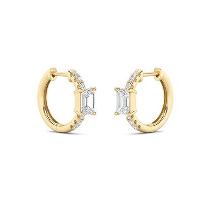 14K Gold 1.5 CTTW Lab Grown Diamond Emerald Cut Hoop Earrings
