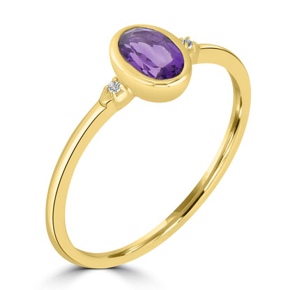 Kate 14k Gold over Sterling Silver Amethyst Gemstone Stackable Oval Ring