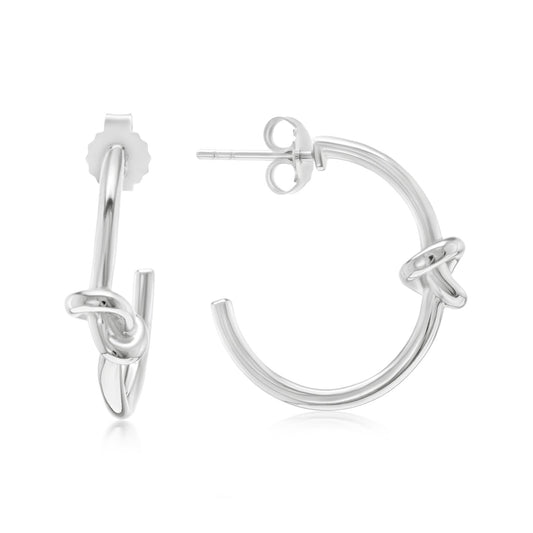 Judy Crowell Jewelry Sterling Silver High Polish Open Knot Hoop Earrings