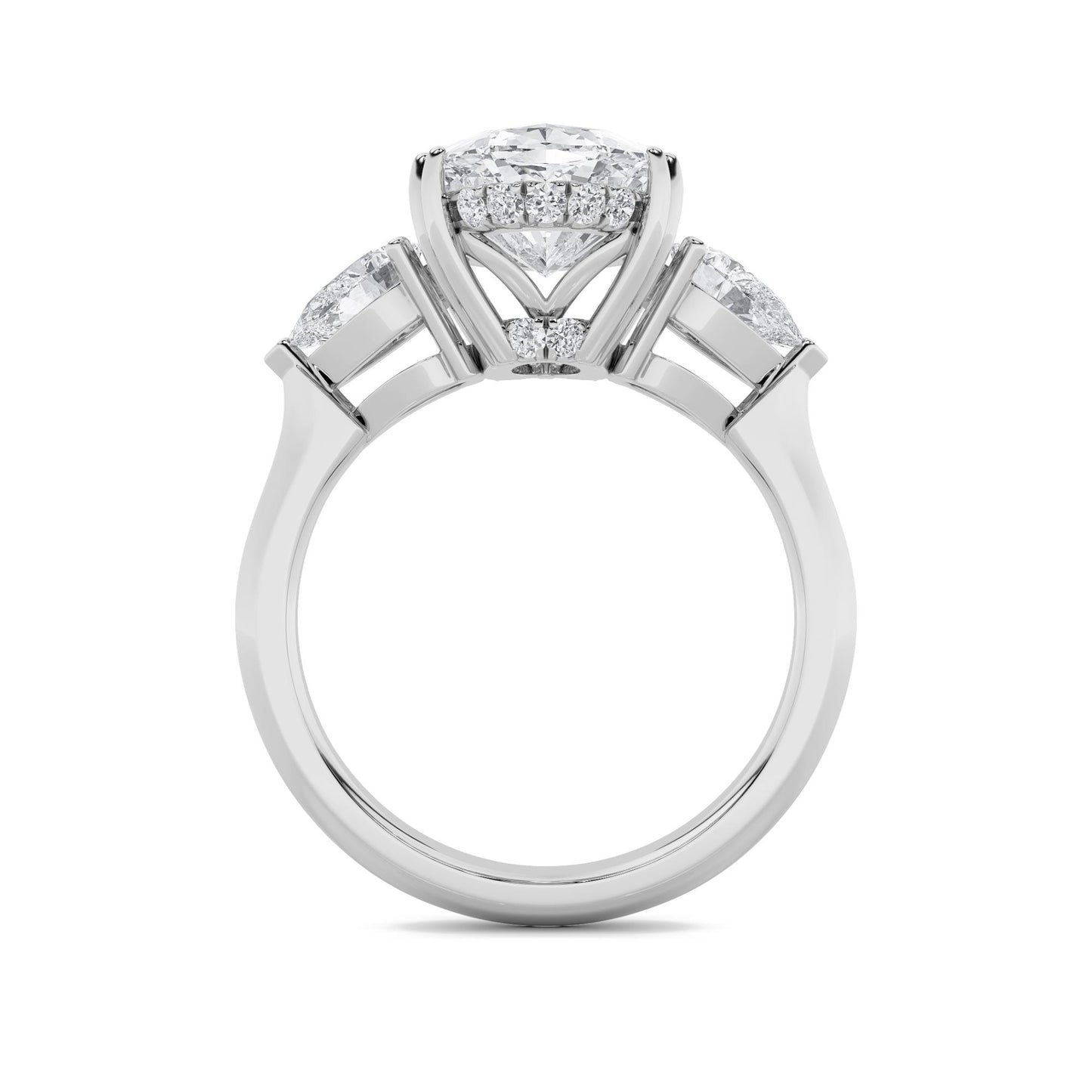 14K White Gold Lab Grown Diamond 6.5 CTTW Oval and Pear Cut Ring