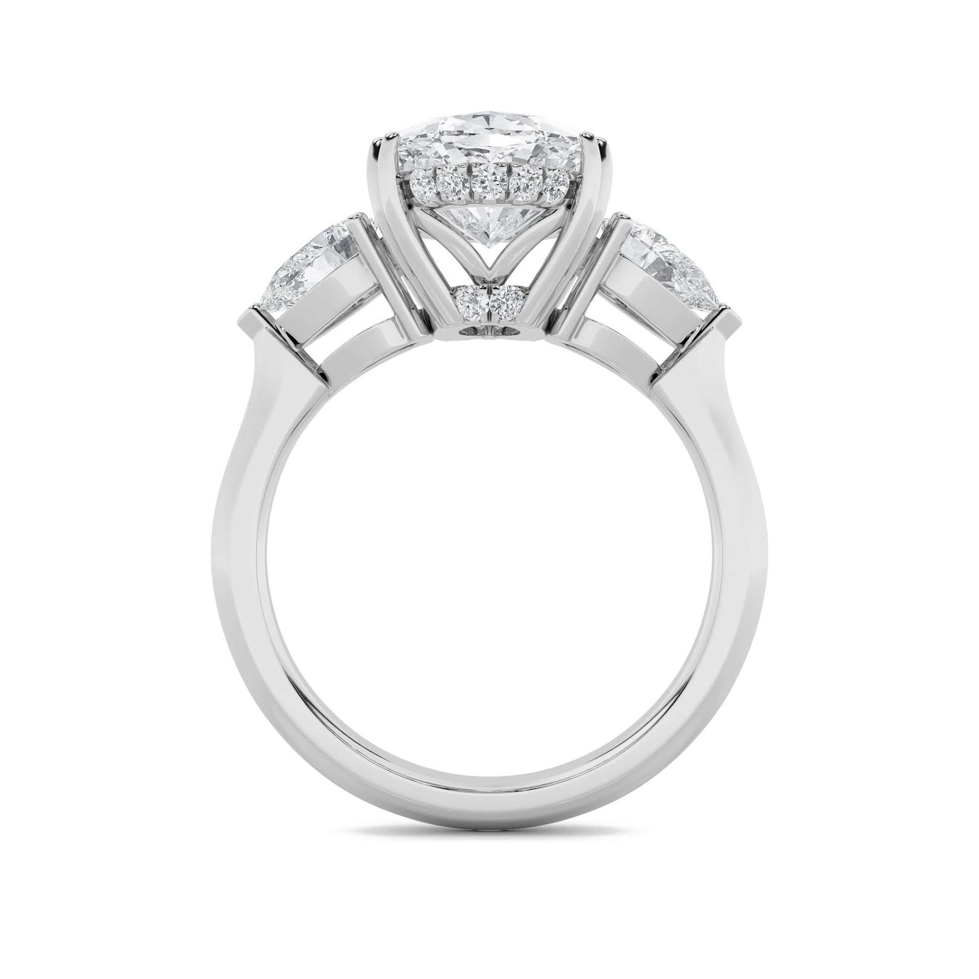 14K White Gold Lab Grown Diamond 6.5 CTTW Oval and Pear Cut Ring