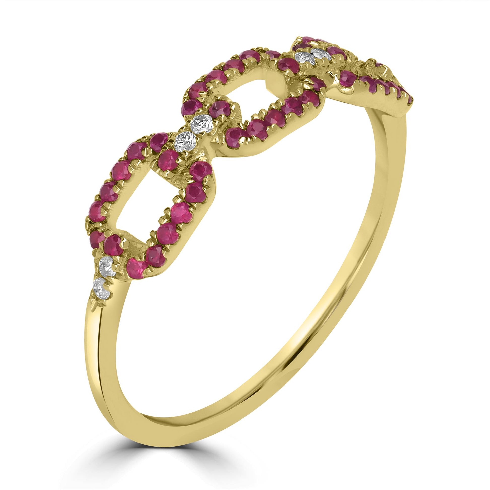 Alice 14k Gold Ruby Gemstone Link Stackable Ring