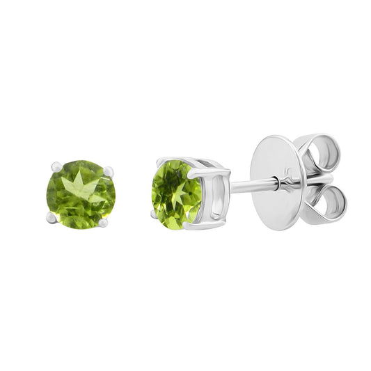 Sterling Silver Round Peridot Stud Earrings