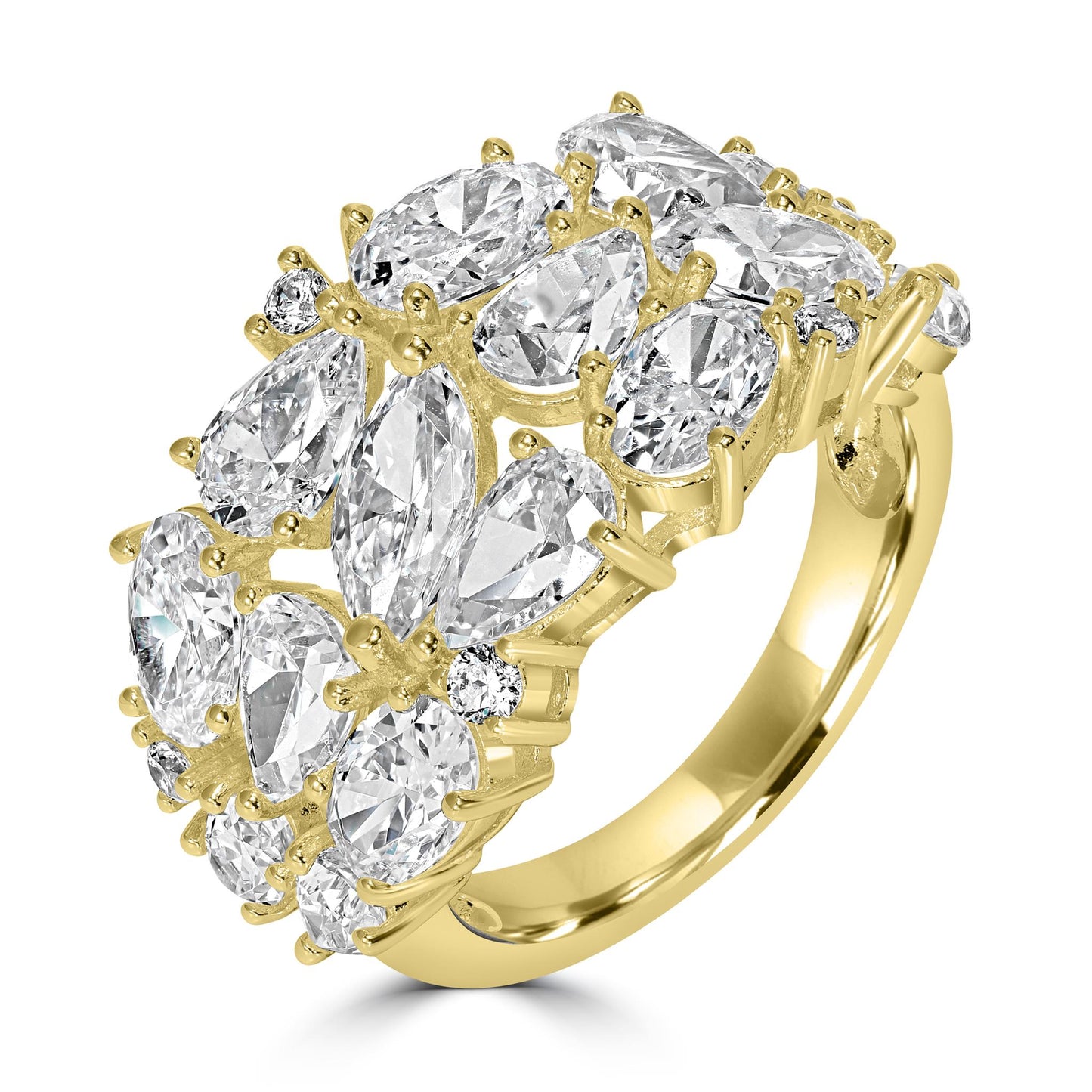 Kathy Levine 14K Gold-Plated Sterling Silver Cubic Zirconia Multi-Shape Ring